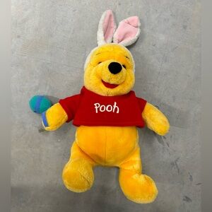 Disney Store Winnie the Pooh 13" Easter Bunny Plush with Easter Egg Rare Vintage